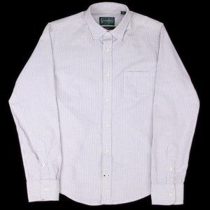 Gitman Bros Vintage Sisters White/Purple Stripe Oxford Cloth Button Down Shirt M